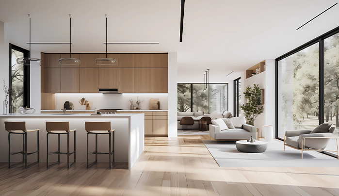 Kitchen & living space with viroKill technology- CenturyPly