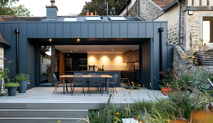Fire-resistant modern outdoor kitchen