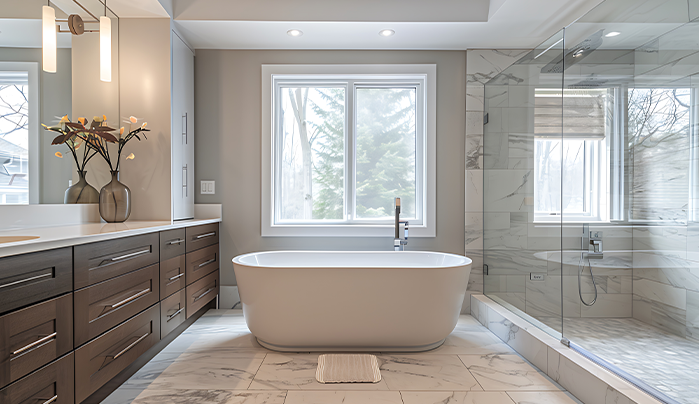 Plywood cabinet in luxury bathroom - CenturyPly