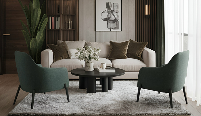Laminates accent wall for modern hall interior - CenturyPly