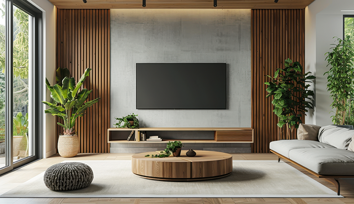 Contemporary TV unit with laminate & veneer finish- CenturyPly